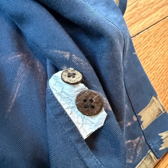 Hilo Hattie Men’s Size L 100% Silk Aloha Shirt Button Down Hawaiian Blue Bamboo - Picture 5 of 11